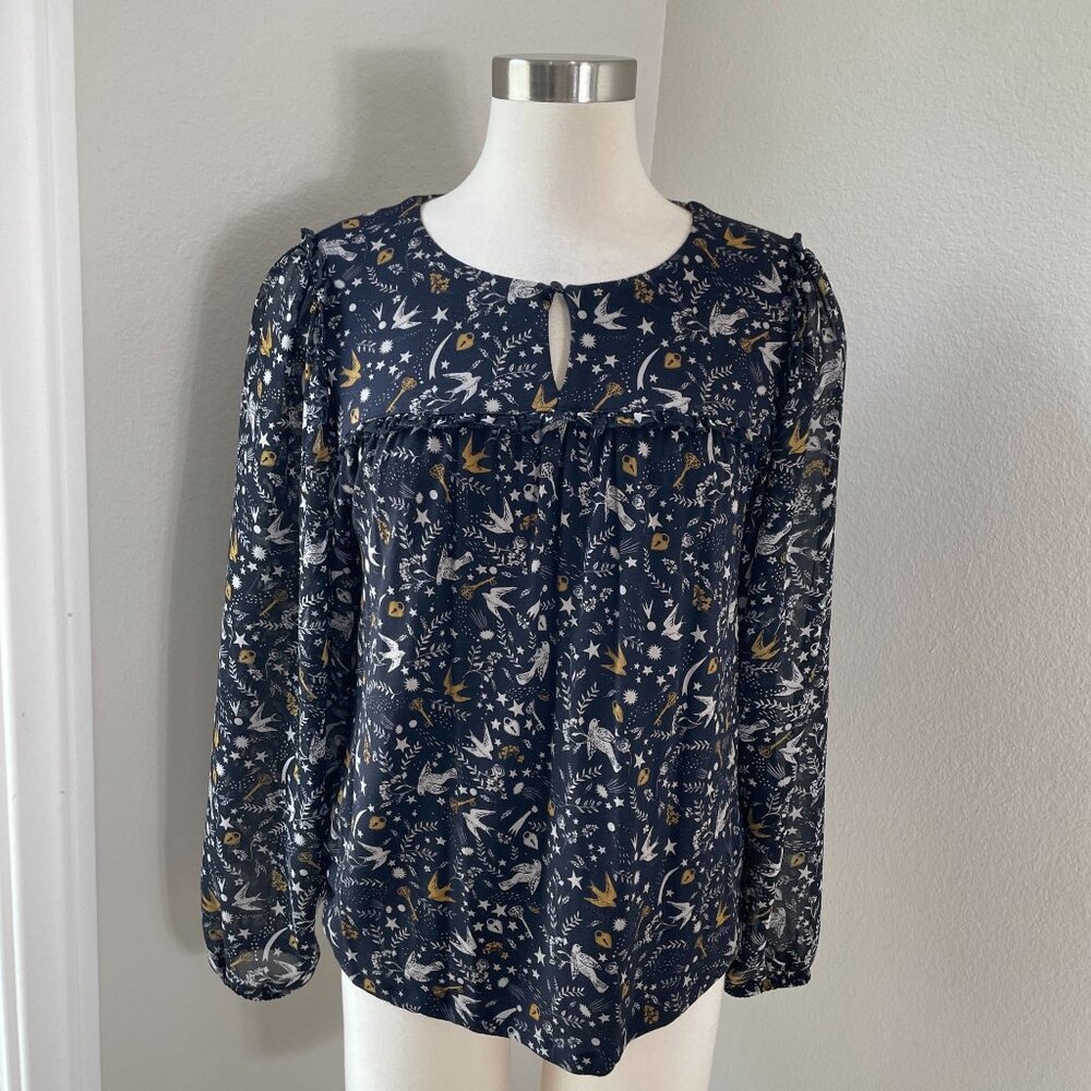 Boden Womens 6‎ Blouse Long Sleeve Floral Star Print Shirt Top